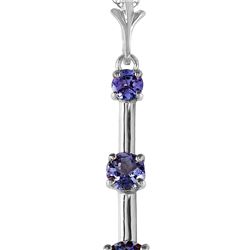 Genuine 1.25 ctw Tanzanite Necklace 14KT White Gold - REF-36H8X