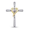 Image 1 : Womens Round Diamond Cross Pendant 1/20 Cttw 10kt Two-tone Gold - REF-7A5M