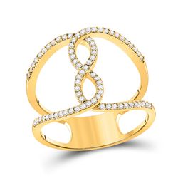 Womens Round Diamond Negative Space Infinity Ring 1/4 Cttw 10kt Yellow Gold - REF-21N5F