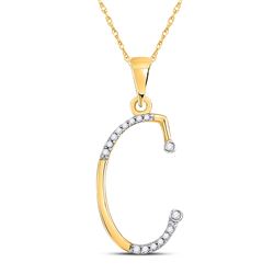 Womens Round Diamond C Initial Letter Pendant 1/12 Cttw 10kt Yellow Gold - REF-6R5X