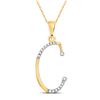 Image 1 : Womens Round Diamond C Initial Letter Pendant 1/12 Cttw 10kt Yellow Gold - REF-6R5X