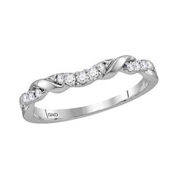 Womens Round Diamond Stackable Band Ring 1/5 Cttw 10kt White Gold - REF-17K5Y