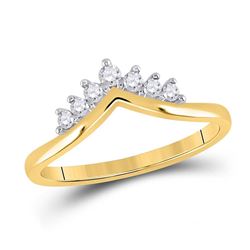 Womens Round Diamond Band Ring 1/6 Cttw 10kt Yellow Gold - REF-15W9K