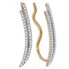 Image 1 : Womens Round Diamond Double Two Row Climber Earrings 1/4 Cttw 10kt Yellow Gold - REF-16R9X