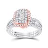 Image 1 : Emerald Diamond Bridal Wedding Ring Band Set 1 Cttw 14kt Two-tone Gold - REF-115K9Y