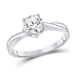 Womens Round Diamond Solitaire Bridal Wedding Engagement Ring 1 Cttw 14kt White Gold - REF-285H5R