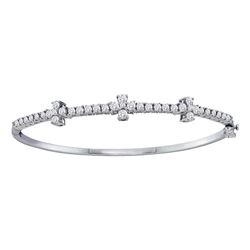 Womens Round Diamond Pave-set Bangle Bracelet 1-1/2 Cttw 14kt White Gold - REF-131H5R