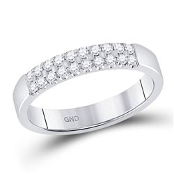 Womens Round Diamond Double Row Band Ring 1/4 Cttw 14kt White Gold - REF-36W9K