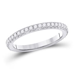Womens Round Diamond Eternity Wedding Band 5/8 Cttw 14kt White Gold - REF-52X9A