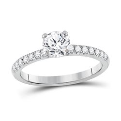 Round Diamond Solitaire Bridal Wedding Engagement Ring 1 Cttw 14kt White Gold - REF-219K5Y