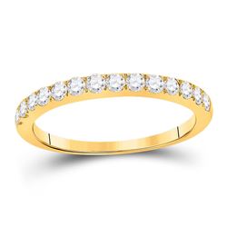 Womens Round Diamond Wedding Single Row Band 1/2 Cttw 10kt Yellow Gold - REF-30R5X