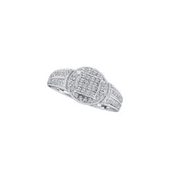 Womens Round Diamond Circle Frame Cluster Ring 1/5 Cttw 14kt White Gold - REF-15R5X