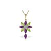 Image 1 : Genuine 2.0 ctw Amethyst, Peridot & Diamond Necklace 14KT Yellow Gold - REF-47Y4F