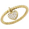 Image 1 : Womens Round Diamond Heart Dangle Stackable Band Ring 1/10 Cttw 14kt Yellow Gold - REF-20X9A