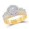 Image 1 : Round Diamond Bridal Wedding Ring Band Set 1 Cttw 14kt Yellow Gold - REF-82M9H