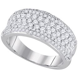 Womens Round Diamond Anniversary Band Ring 1-1/3 Cttw 14kt White Gold - REF-111H5R