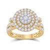 Image 1 : Womens Round Diamond Circle Cluster Ring 1-1/3 Cttw 14kt Yellow Gold - REF-93N9F