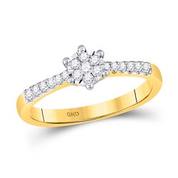 Womens Round Diamond Cluster Stackable Band Ring 1/5 Cttw 10kt Yellow Gold - REF-21N5F