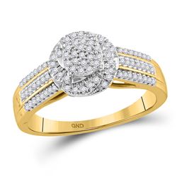Womens Round Diamond Cluster Ring 1/4 Cttw 10kt Yellow Gold - REF-23N9F