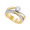 Image 1 : Round Diamond Elevated Bridal Wedding Ring Band Set 1 Cttw 14kt Yellow Gold - REF-142R5X
