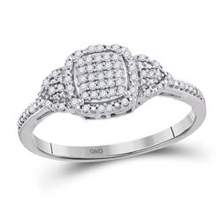 Womens Round Diamond Square Cluster Ring 1/6 Cttw 10kt White Gold - REF-15Y9N