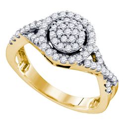 Womens Round Diamond Cluster Ring 1/2 Cttw 10kt Yellow Gold - REF-38R9X
