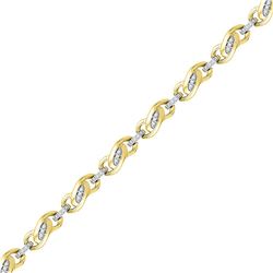 Womens Round Diamond Fashion Link Bracelet 1/4 Cttw 10kt Yellow Gold - REF-41M9H
