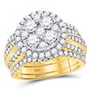 Image 1 : Round Diamond 3-Piece Bridal Wedding Ring Band Set 2-1/2 Cttw 14kt Yellow Gold - REF-219N5F