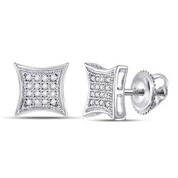 Womens Round Diamond Kite Square Earrings 1/10 Cttw 10kt White Gold - REF-8M5H