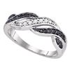 Image 1 : Womens Round Black Color Enhanced Diamond Infinity Weave Band 1/4 Cttw 10kt White Gold - REF-21R9X