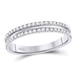Womens Round Diamond Double Row Comfort Wedding Band 1/4 Cttw 14kt White Gold - REF-30Y9N