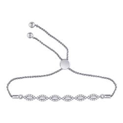 Womens Round Diamond Linked Oval Bolo Bracelet 3/8 Cttw 10kt White Gold - REF-41Y9N