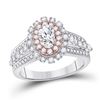 Image 1 : Oval Diamond Halo Bridal Wedding Engagement Ring 1-1/2 Cttw 14kt Two-tone Gold - REF-194M9H