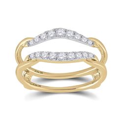 Womens Round Diamond Wedding Wrap Ring Guard Enhancer 1/3 Cttw 14kt Yellow Gold - REF-36N9F