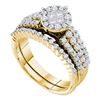 Image 1 : Princess Diamond Bridal Wedding Ring Band Set 1 Cttw 14kt Yellow Gold - REF-104M9H
