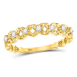 Womens Round Diamond Flower Petal Stackable Band Ring 1/6 Cttw 10kt Yellow Gold - REF-15A9M