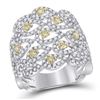 Image 1 : Womens Round Yellow Diamond Teardrop Band Ring 1-1/2 Cttw 14kt White Gold - REF-109W5K