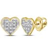 Image 1 : Womens Round Diamond Heart Cluster Stud Earrings 1/20 Cttw 10kt Yellow Gold - REF-7K9Y