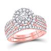 Image 1 : Round Diamond Bridal Wedding Ring Band Set 1-1/4 Cttw 10kt Rose Gold - REF-87M5H