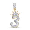 Image 1 : Mens Baguette Diamond Number 3 Crown Charm Pendant 5/8 Cttw 10kt Yellow Gold - REF-27M9H