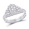 Image 1 : Round Diamond Bridal Wedding Ring Band Set 5/8 Cttw 10kt White Gold - REF-43F5W
