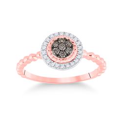 Womens Round Brown Diamond Cluster Ring 1/5 Cttw 10kt Rose Gold - REF-18Y5N