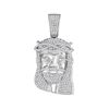 Image 1 : Mens Round Diamond Jesus Face Charm Pendant 1-1/5 Cttw 10kt White Gold - REF-69X9A