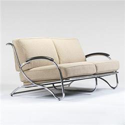 Art Deco settee USA, c. 1940 chrome-pla