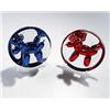 Image 1 : Jeff Koons Red Balloon Dog and Blue Bal