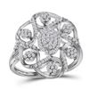 Image 1 : Womens Round Diamond Cluster Cocktail Ring 1/3 Cttw 10kt White Gold - REF-32X5A