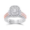 Image 1 : Emerald Diamond Bridal Wedding Ring Band Set 1 Cttw 14kt Two-tone Gold - REF-120X5A