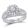 Image 1 : Round Diamond Bridal Wedding Ring Band Set 1 Cttw 14kt Two-tone Gold - REF-104N9F
