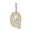 Image 1 : Mens Round Diamond Q Letter Charm Pendant 1-1/3 Cttw 10kt Yellow Gold - REF-63M5H