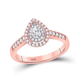 Pear Diamond Halo Bridal Wedding Engagement Ring 1/2 Cttw 14kt Two-tone Gold - REF-62K9Y